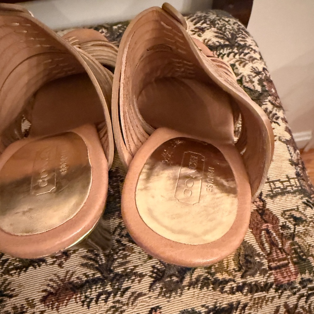 Coach Bristol Gold Mirror Metallic Wedge Sandals Size 7B - Picture 13 of 15